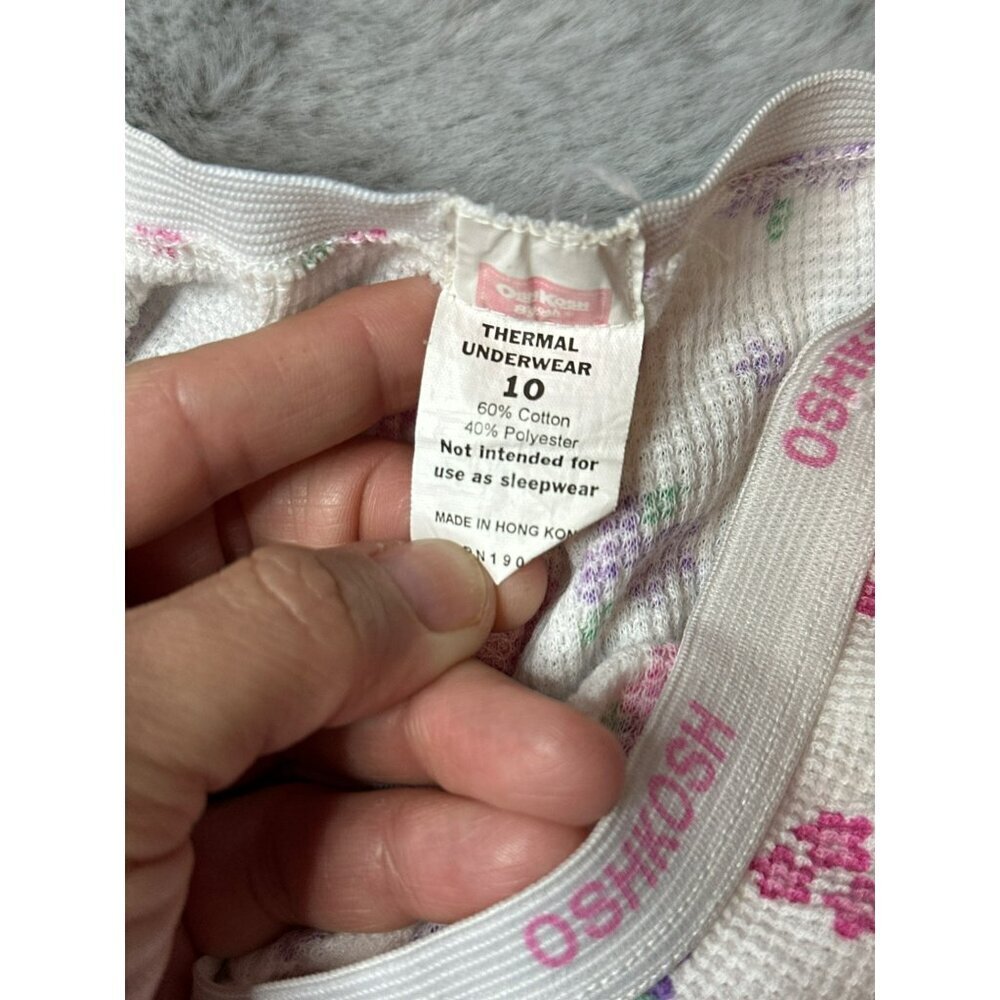 VTG 1990s Oshkosh B'Gosh Thermal Underwear Set Girls 10 Floral - Picture 10 of 12